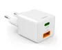 Hama Cargador Rápido USB 00201991 de 20W con Power Delivery y Quick Charge, 2 Puertos (USB-C + USB-A), Compacto, Blanco, Compatible con Smartphone y Tablet