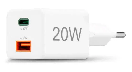 Hama Cargador Rápido USB 00201991 de 20W con Power Delivery y Quick Charge, 2 Puertos (USB-C + USB-A), Compacto, Blanco, Compatible con Smartphone y Tablet