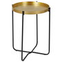Home Deco Factory Mesa Auxiliar Mirage Hierro Bandeja Dorada Martillada Patas Negras Plegable Diámetro 35 cm Alto 45 cm