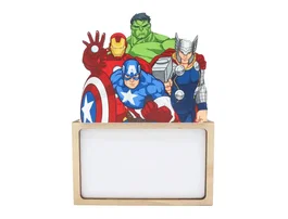 Wondee Lámpara personalizable de sobremesa LED de madera Avengers - Lámpara de decoración con pilas