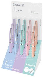 Pelikan Bolígrafo Jazz Pastel M Tinta Azul - Expositor 15 uds - Lavanda, Melocotón, Rosa, Celeste, Menta