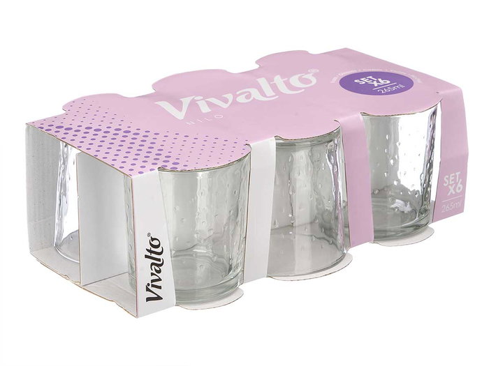 VIVALTO Set 6 Vasos 265ml Puntos Nilo 26x9x16cm (Set de 8)