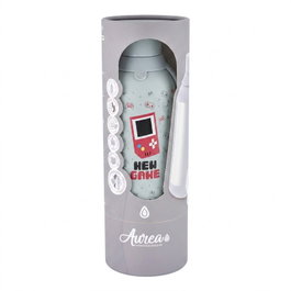 AUREA Botella térmica con interior cerámico y 2 tapones, 500ml, gris pixel gaming