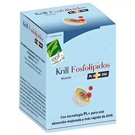 CIEN POR CIEN NATURAL Krill Fosfolípidos PL + DHA 90 perlas