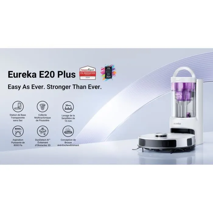 Eureka E20 Plus Robot Aspirador Blanco 8000 Pa 65 dB(A) en modo silencioso