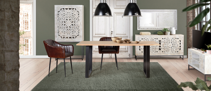 Giner y Colomer Mueble Tv Madera de Mango y Patas de Metal Blanco Envejecido Giner y Colomer Mueble Tv Madera de Mango y Patas de Metal Blanco Envejecido