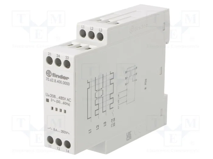 FINDER Relé de monitorización de tensión 3 x 208...480V AC DPDT FINDER Relé de monitorización de tensión 3 x 208...480V AC DPDT