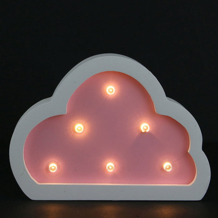 Home Deco Kids Lámpara De Madera Nube Iluminación LED Suave Infantil Rosa o Azul