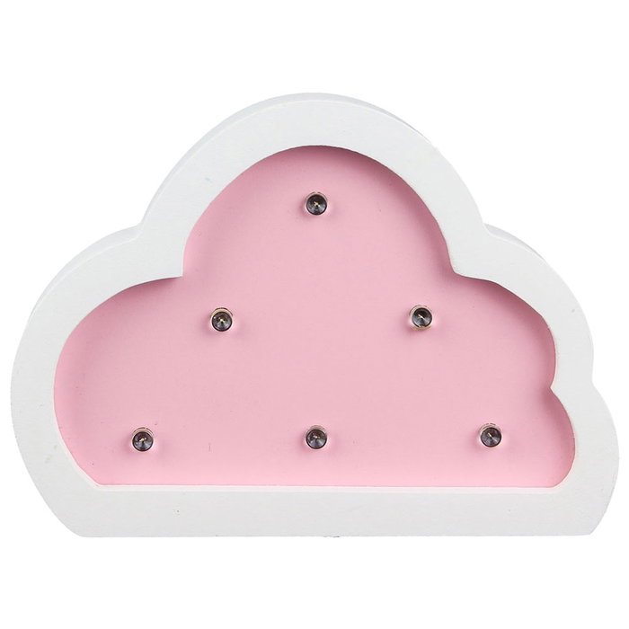 Home Deco Kids Lámpara De Madera Nube Iluminación LED Suave Infantil Rosa o Azul