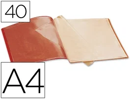 Liderpapel Carpeta con 40 fundas de polipropileno Din A4 roja