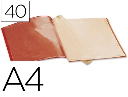 Liderpapel Carpeta con 40 fundas de polipropileno Din A4 roja Liderpapel Carpeta con 40 fundas de polipropileno Din A4 roja