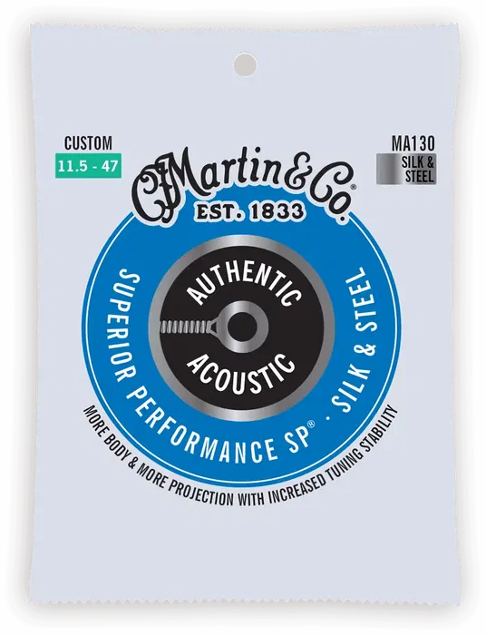 Martin Juego Acústica Authentic Silked Bronze 80/20 Custom Light 11-52 Cuerdas para Guitarra