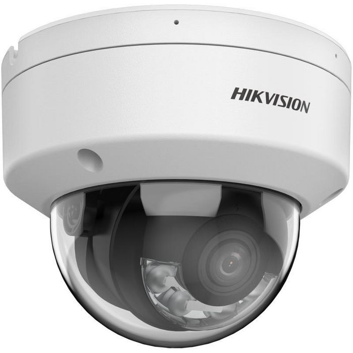 Hikvision Cámara IP Domo 4M Smart Hybrid Light ColorVu 2.8mm WDR IK10 IP67 Audio Alarma Luz Híbrida 30m 12V/PoE