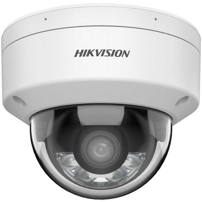 Hikvision Cámara IP Domo 4M Smart Hybrid Light ColorVu 2.8mm WDR IK10 IP67 Audio Alarma Luz Híbrida 30m 12V/PoE