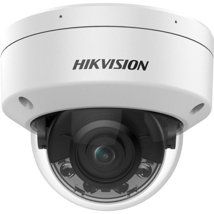 Hikvision Cámara IP Domo 4M Smart Hybrid Light ColorVu 2.8mm WDR IK10 IP67 Audio Alarma Luz Híbrida 30m 12V/PoE