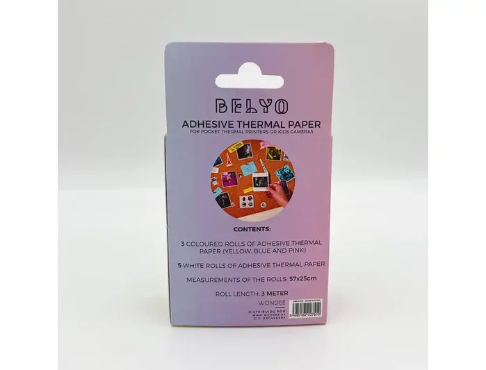 Wondee Papel Térmico Adhesivo Pack 8 Rollos para Cámaras Infantiles e Impresoras 60x25x25 mm Wondee Papel Térmico Adhesivo Pack 8 Rollos para Cámaras Infantiles e Impresoras 60x25x25 mm