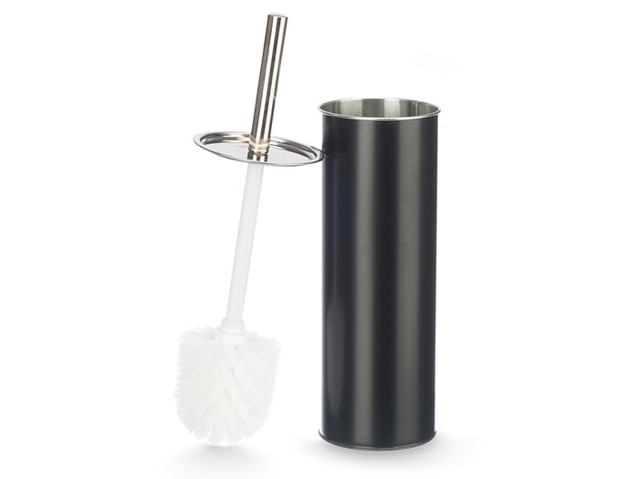 Berilo Escobillero de Acero Negro para Baño, Dimensiones: 10 x 27 x 10 cm, Material Metal (Acero SS) y Plástico (PP) (Set de 12)