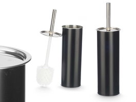 Berilo Escobillero de Acero Negro para Baño, Dimensiones: 10 x 27 x 10 cm, Material Metal (Acero SS) y Plástico (PP) (Set de 12)