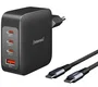 Intenso Adaptador de Corriente 7814010 / Gan W140A3C, Kit 140W 21V Universal 100-240V con Cable USB-C, Negro