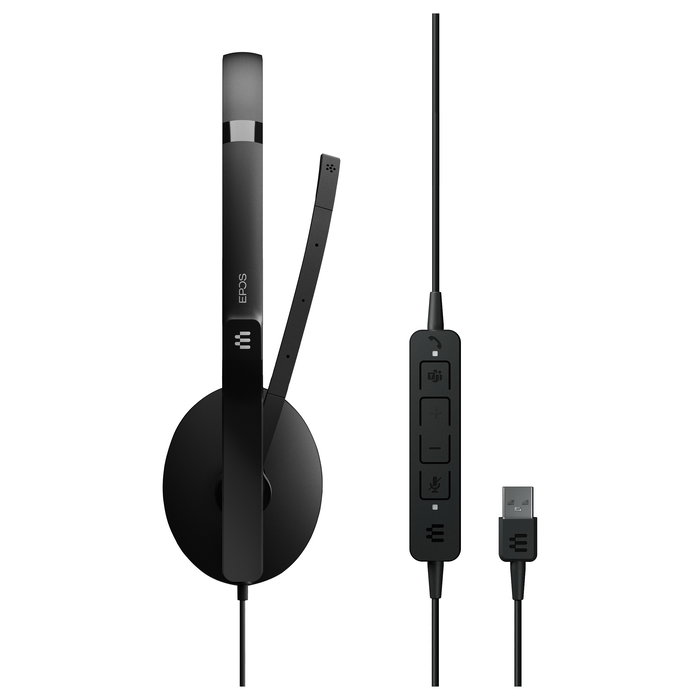 EPOS Adapt 160T USB - Auriculares Diadema Alámbricos USB para Oficina, Supraaurales, Negro, con Micrófono con Cancelación de Ruido, Certificados para Microsoft Teams