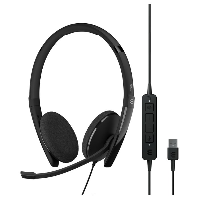 EPOS Adapt 160T USB - Auriculares Diadema Alámbricos USB para Oficina, Supraaurales, Negro, con Micrófono con Cancelación de Ruido, Certificados para Microsoft Teams