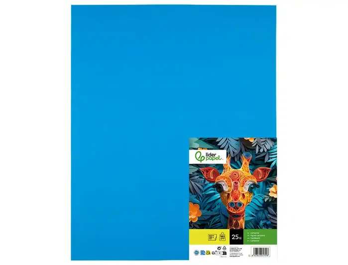 Liderpapel Cartulina Azul turquesa 50x65 cm 180g/m2, 25 hojas