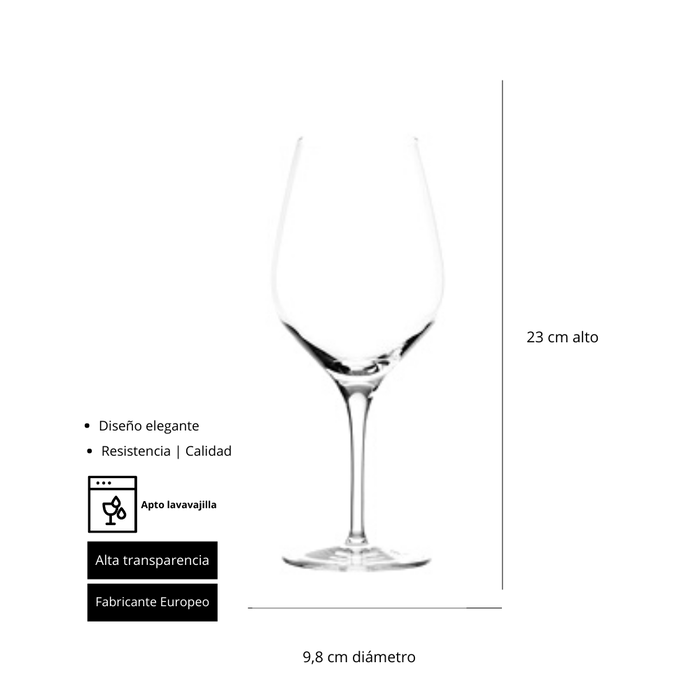 Summa Copa de Vino Elba Burdeos - Capacidad 65 cl - Altura 23 cm - Cristal Fino para Mesa (Set de 6)