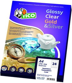 Etiquetas Adh.Impr.Tico A4 Satinada Oro Laser Caja 100H 37X13 Mm Ovalada 9.000 Uds.(Gl4-3713)