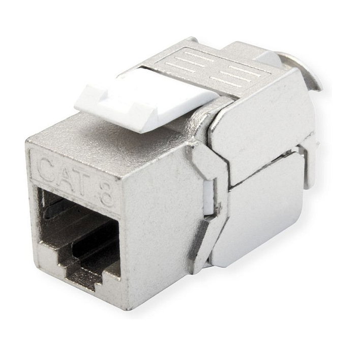 VALUE 21.99.1807 Keystone Jack RJ-45 Cat8 1 Gbps Clase I, Blindado, Montaje sin Herramientas, Color Plata