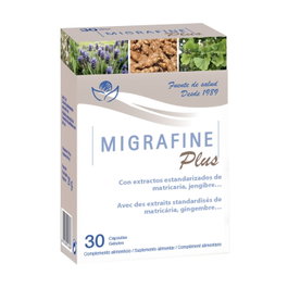 Bioserum Migrafine Plus 30 cápsulas Suplemento para dolor de cabeza y circulación cefálica