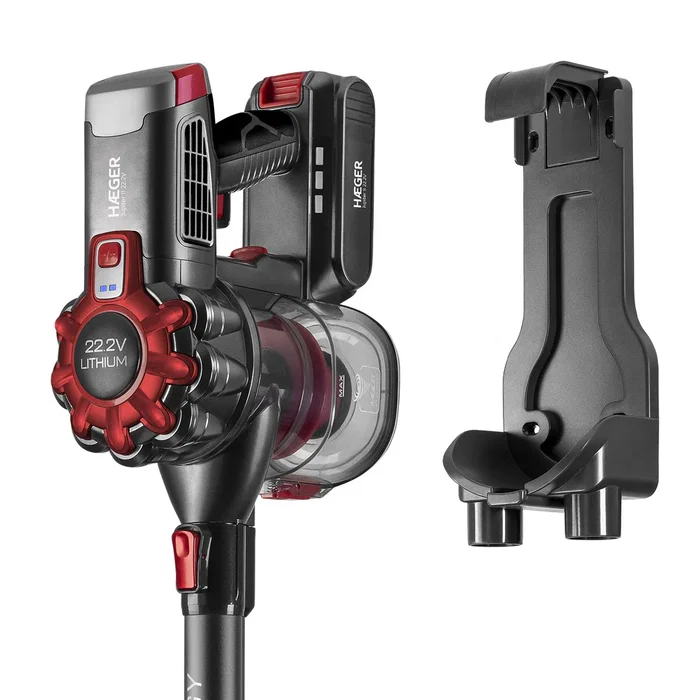 Haeger Jupiter II Aspiradora de Mano Inalámbrica Sin Bolsa - Tecnología Ciclónica, Batería 22.2V (40 min), Negro