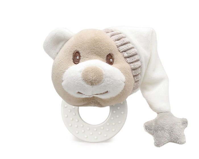 KioKids Mordedor Peluche Osito Con Gorro Para Bebé +0 Meses Beige Dolci Amici