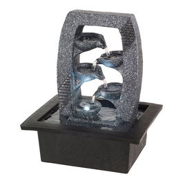 Lumineo 894227 - Fuente de agua decorativa con iluminación LED blanco frío para interior y exterior, de poliresina, 21.5 x 18.5 x 25 cm