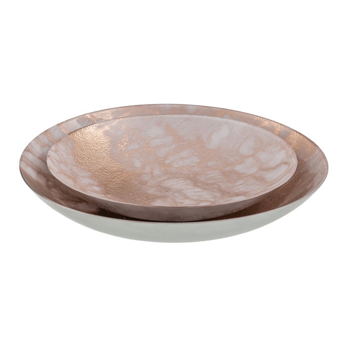 Centro Mesa Bandeja Cobre Rosado Cristal 32 X 32 cm