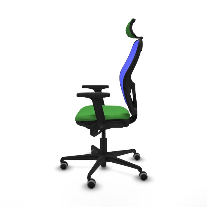 PIQUERAS Y CRESPO Silla de oficina Jorquera con mecanismo Sincro, tela Verde y malla Azul PIQUERAS Y CRESPO Silla de oficina Jorquera con mecanismo Sincro, tela Verde y malla Azul