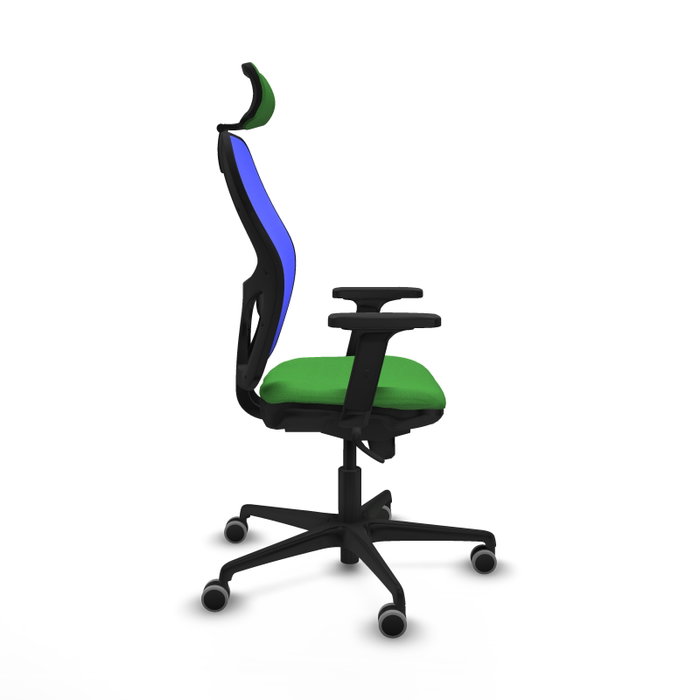 PIQUERAS Y CRESPO Silla de oficina Jorquera con mecanismo Sincro, tela Verde y malla Azul PIQUERAS Y CRESPO Silla de oficina Jorquera con mecanismo Sincro, tela Verde y malla Azul