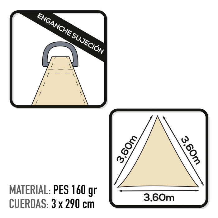 Aktive Garden Toldo vela de sombreo triangular color crema Aktive Garden Toldo vela de sombreo triangular color crema