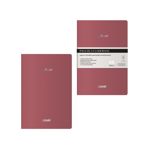 Cuaderno Dohe Officer A6 40H 90Gr. Liso Burdeos Pack De 2 Cuaderno Dohe Officer A6 40H 90Gr. Liso Burdeos Pack De 2