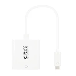 Nanocable 10.16.4103 Adaptador USB-C a DVI-D, Resolución Full HD 1920x1080 1080p, Plug and Play, Compatible MacBook, Chromebook, Blanco