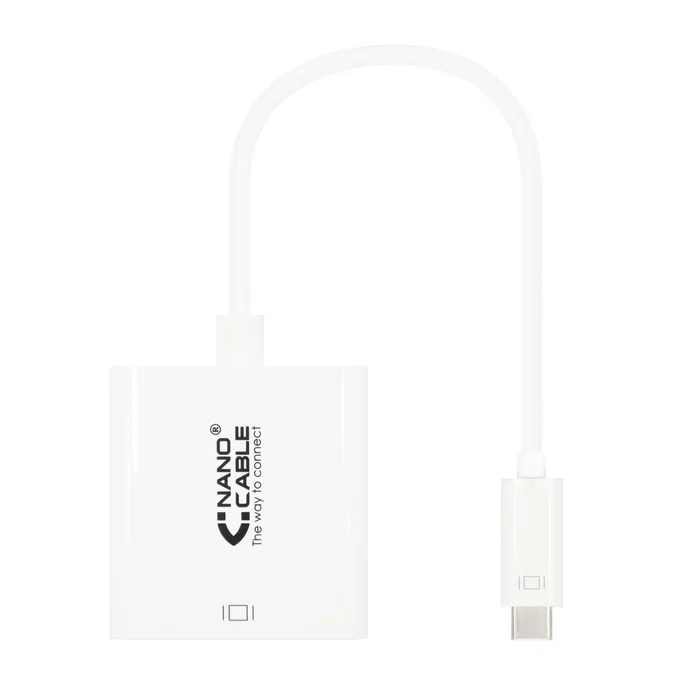 Nanocable 10.16.4103 Adaptador USB-C a DVI-D, Resolución Full HD 1920x1080 1080p, Plug and Play, Compatible MacBook, Chromebook, Blanco