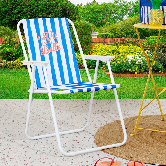 Home Deco Factory Silla Plegable Azul de la Colección Dolce Vita en Metal