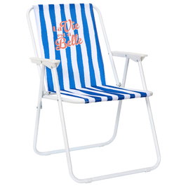 Dolce Vita Home Deco Factory - Silla Plegable Exterior Azul, Estructura Hierro, Tela Poliéster Hidrófugo, Tratamiento UV y Epoxi, 110 kg, 75x44x52 cm