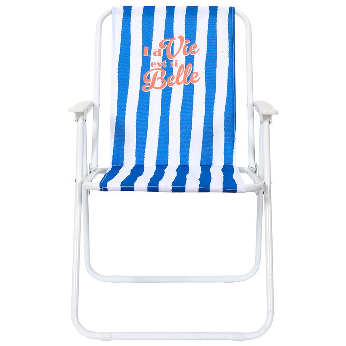 Dolce Vita Home Deco Factory - Silla Plegable Exterior Azul, Estructura Hierro, Tela Poliéster Hidrófugo, Tratamiento UV y Epoxi, 110 kg, 75x44x52 cm