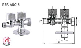 Válvula de llave doble salida 1/2-3/4-3/8 para lavadora-lavavajillas AR016