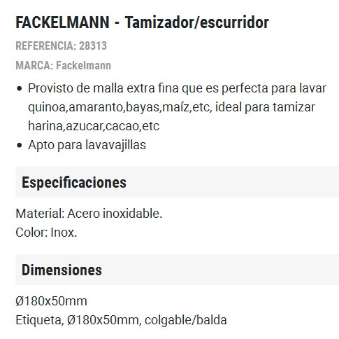 Fackelmann Tamizador/Escurridor 28313