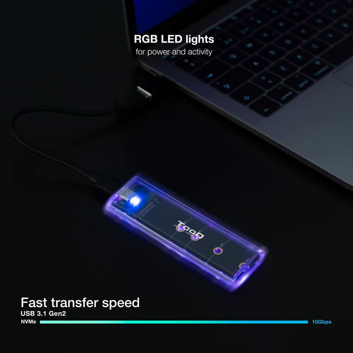 Tooq Caja Externa SSD M.2 NGFF/NVMe Transparente RGB TQE-2200 Tooq Caja Externa SSD M.2 NGFF/NVMe Transparente RGB TQE-2200