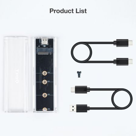 TooQ TQE-2200 Caja Externa para Disco SSD M.2 NVMe USB 3.1 Gen2 10Gbps Transparente RGB Sin Tornillos TooQ TQE-2200 Caja Externa para Disco SSD M.2 NVMe USB 3.1 Gen2 10Gbps Transparente RGB Sin Tornillos