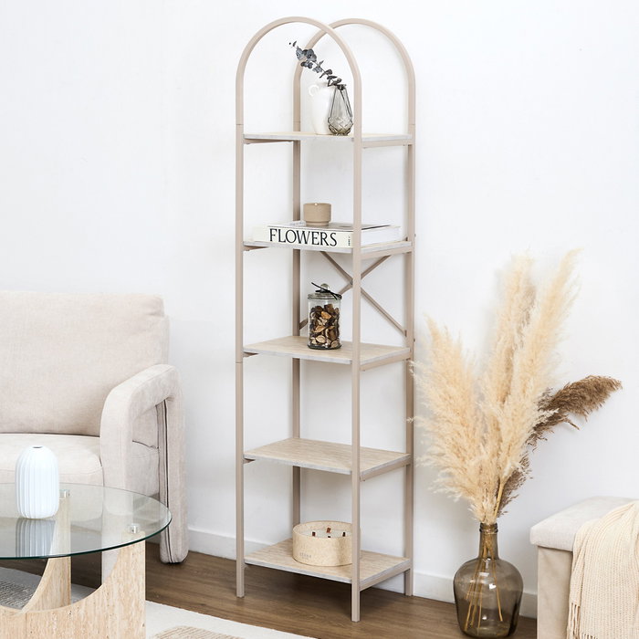 Home Deco Factory Estantería Terra Nova 5 Baldas MDF y Hierro 40x30x163 cm