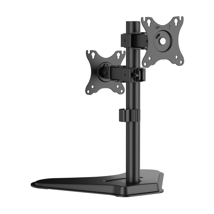 AISENS Soporte de Mesa para 2 Monitores 17-32 Pulgadas, Inclinable y Rotable, Negro