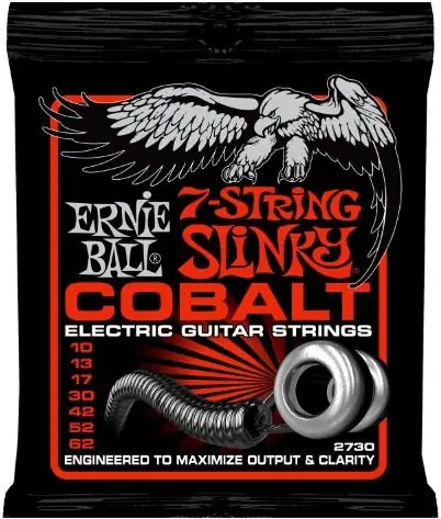 Ernie Ball HV10-62 Juego Eléctrica S. Cobalt 7St. Skinny Top Cuerdas Guitarra